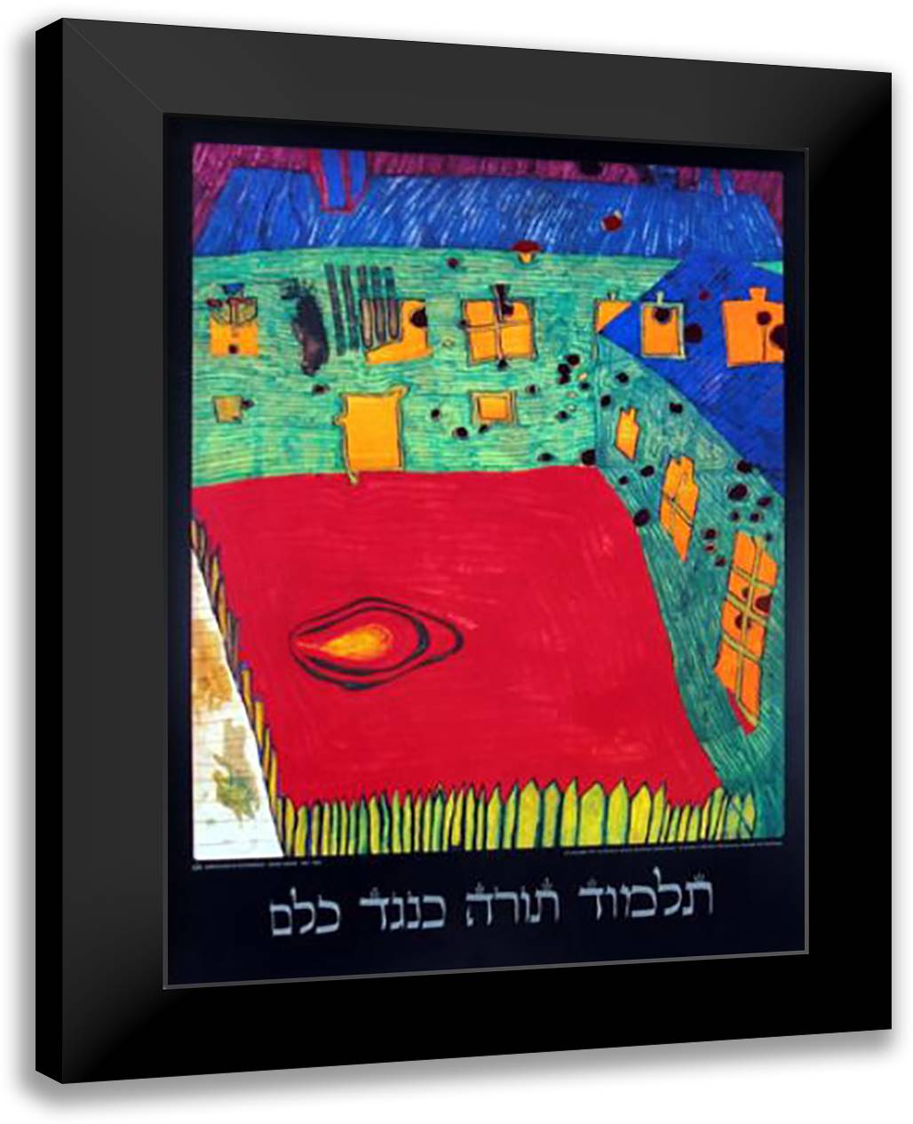Judenhaus in Osterreich 28x37 Black Modern Wood Framed Art Print Poster by Friedensreich, Hundertwasser