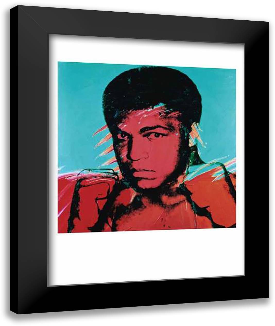 Muhamed Ali 28x36 Black Modern Wood Framed Art Print Poster by Warhol, Andy