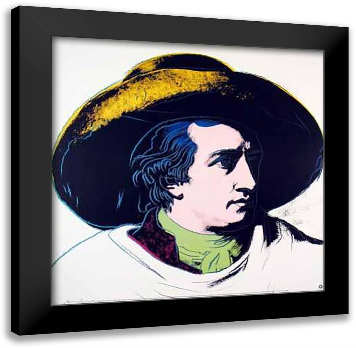 Goethe Green and Yellow 28x28 Black Modern Wood Framed Art Print Poster by Warhol, Andy