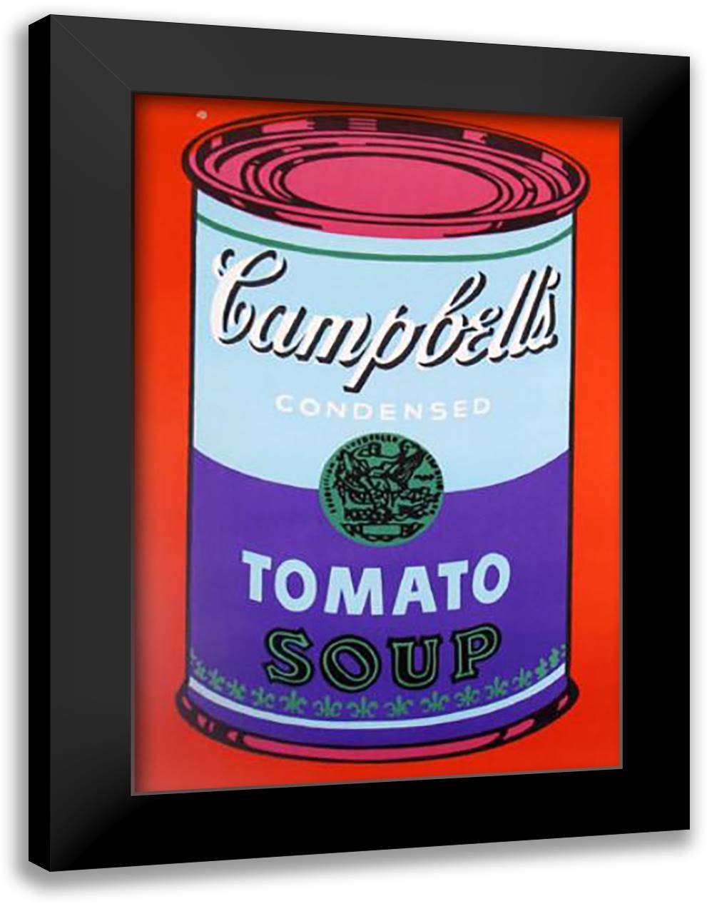 Tomato Soup Can Colored 28x40 Black Modern Wood Framed Art Print Poster by Warhol, Andy