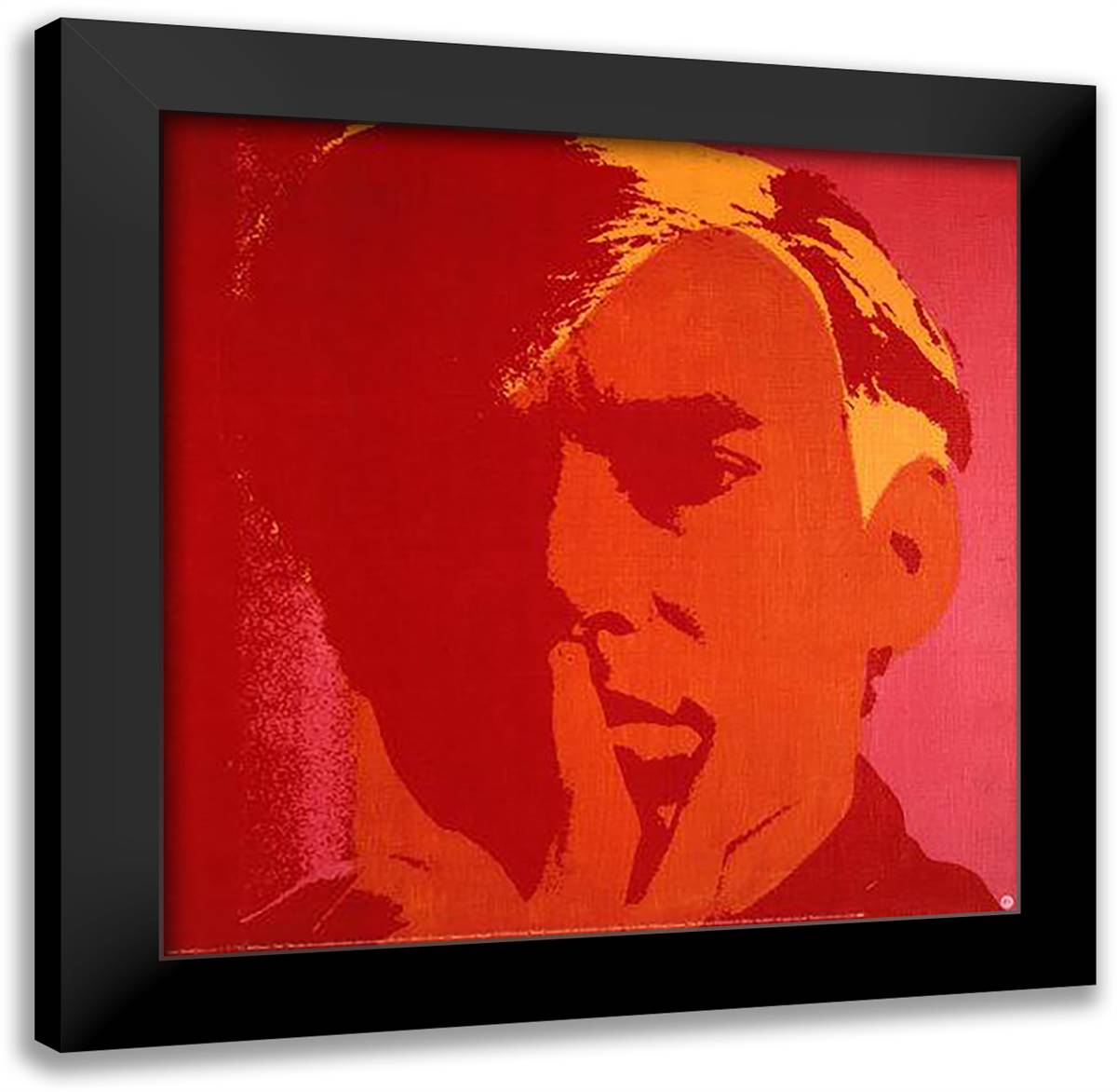 Self Portrait-Orange 28x28 Black Modern Wood Framed Art Print Poster by Warhol, Andy