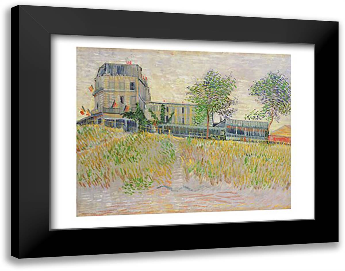 Restaurant de la Sirene 28x22 Black Modern Wood Framed Art Print Poster by Van Gogh, Vincent