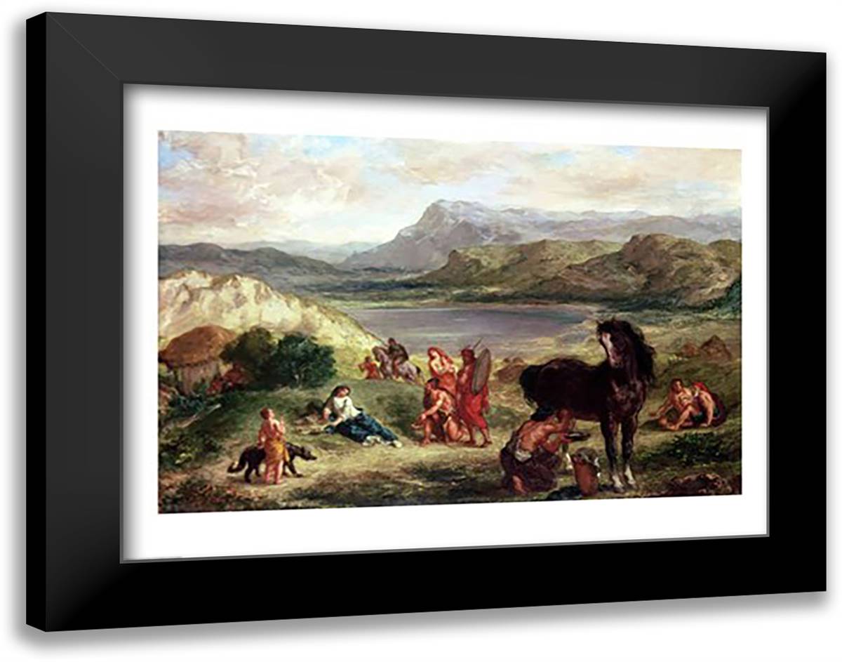 Ovid among the Scythians, 1859 28x22 Black Modern Wood Framed Art Print Poster by Delacroix, Eugene