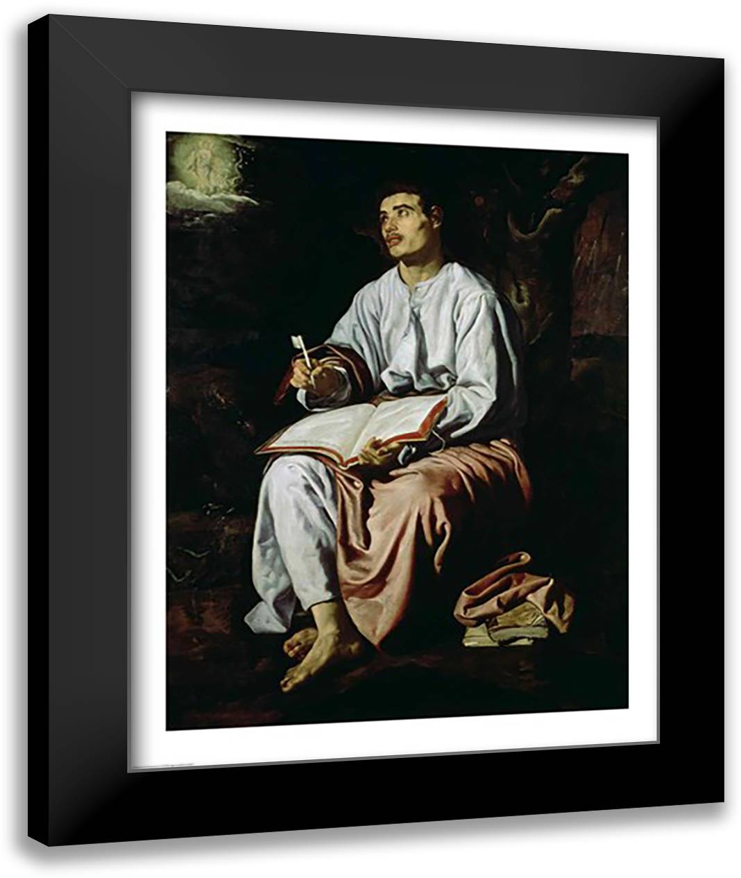 St. John the Evangelist on the Island of Patmos 22x28 Black Modern Wood Framed Art Print Poster by Velazquez, Diego