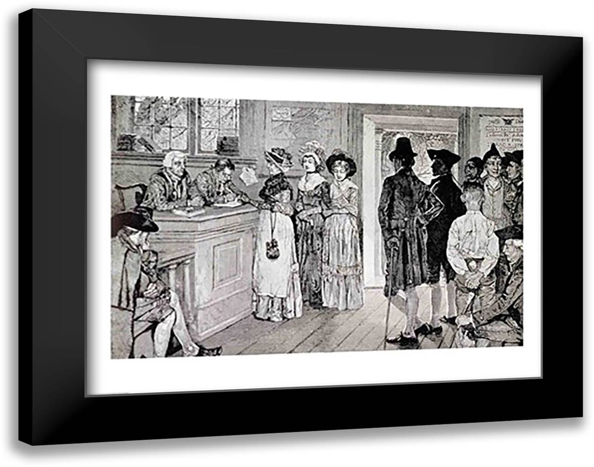 Women at the Polls in New Jersey 28x22 Black Modern Wood Framed Art Print Poster by Pyle, Howard