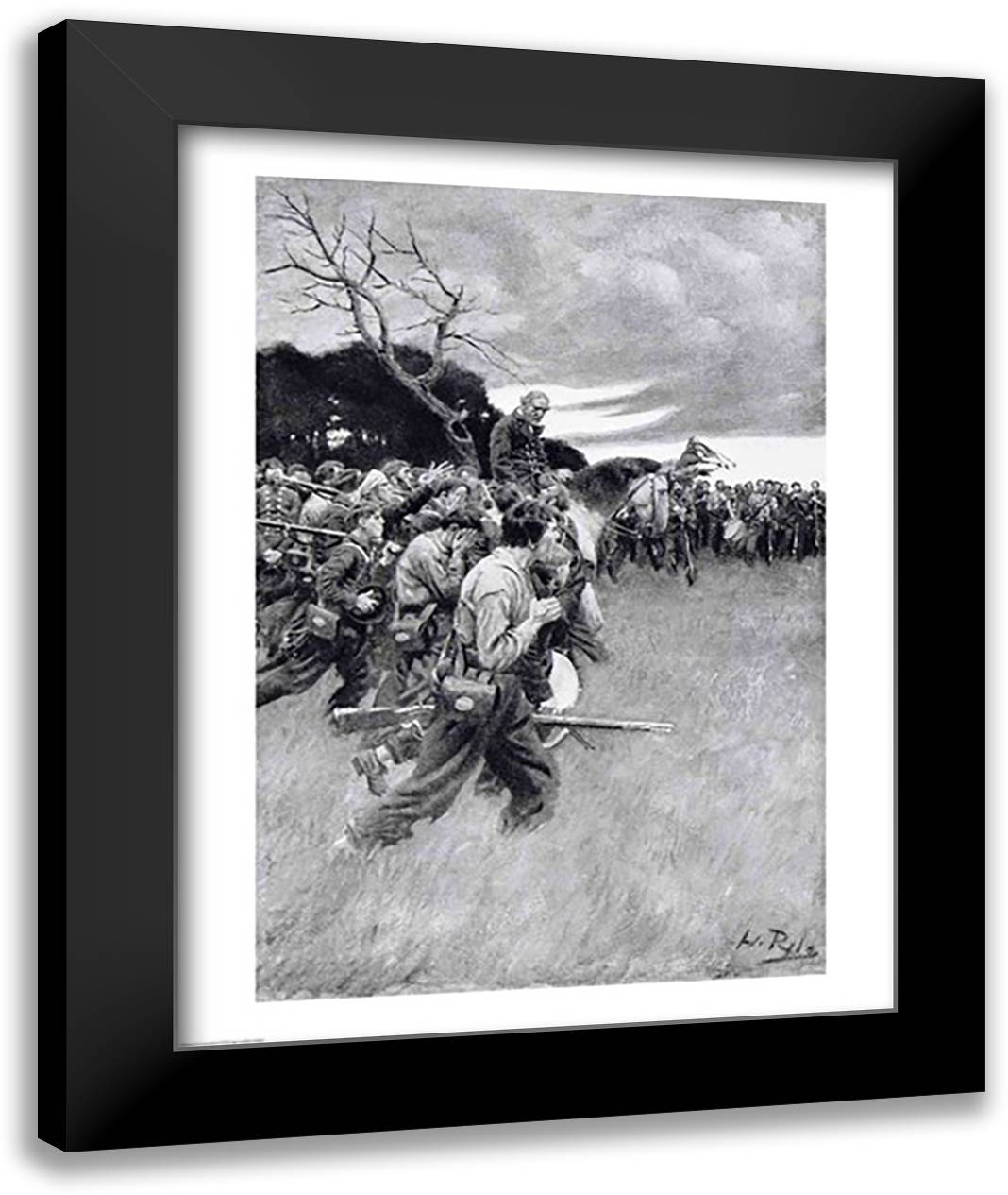 His army broke up and followed him, weeping and sobbing' 22x28 Black Modern Wood Framed Art Print Poster by Pyle, Howard