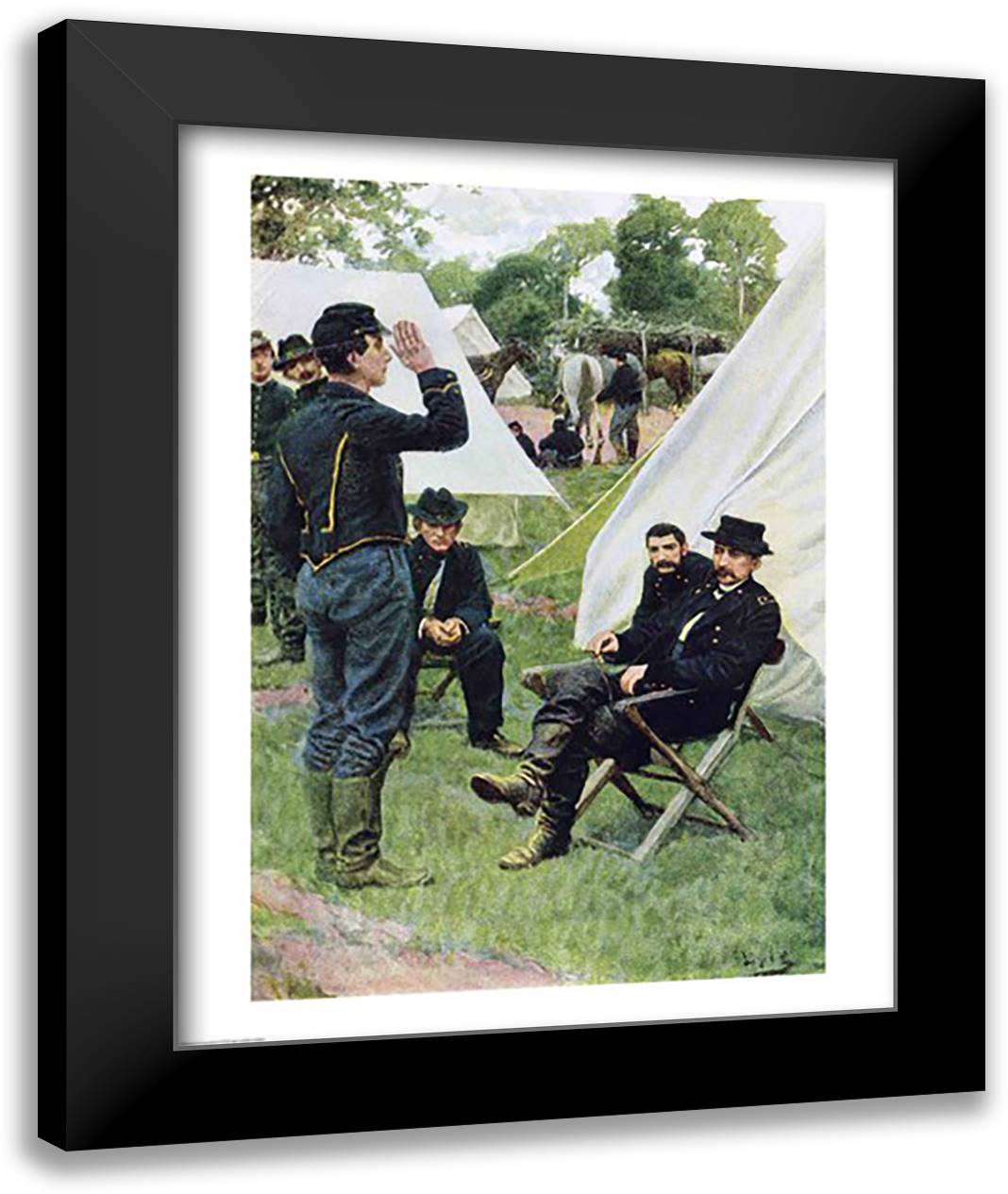Sheridan's First Interview with Rowand 22x28 Black Modern Wood Framed Art Print Poster by Pyle, Howard