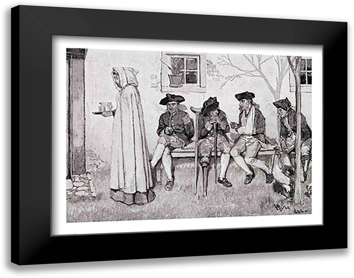 The Wounded Soldiers Sat Along the Wall' 28x22 Black Modern Wood Framed Art Print Poster by Pyle, Howard