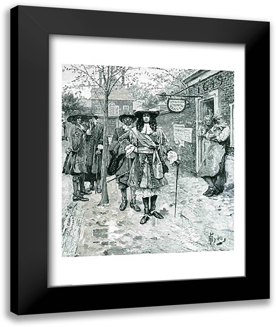 Governor Andros and the Boston People 22x28 Black Modern Wood Framed Art Print Poster by Pyle, Howard