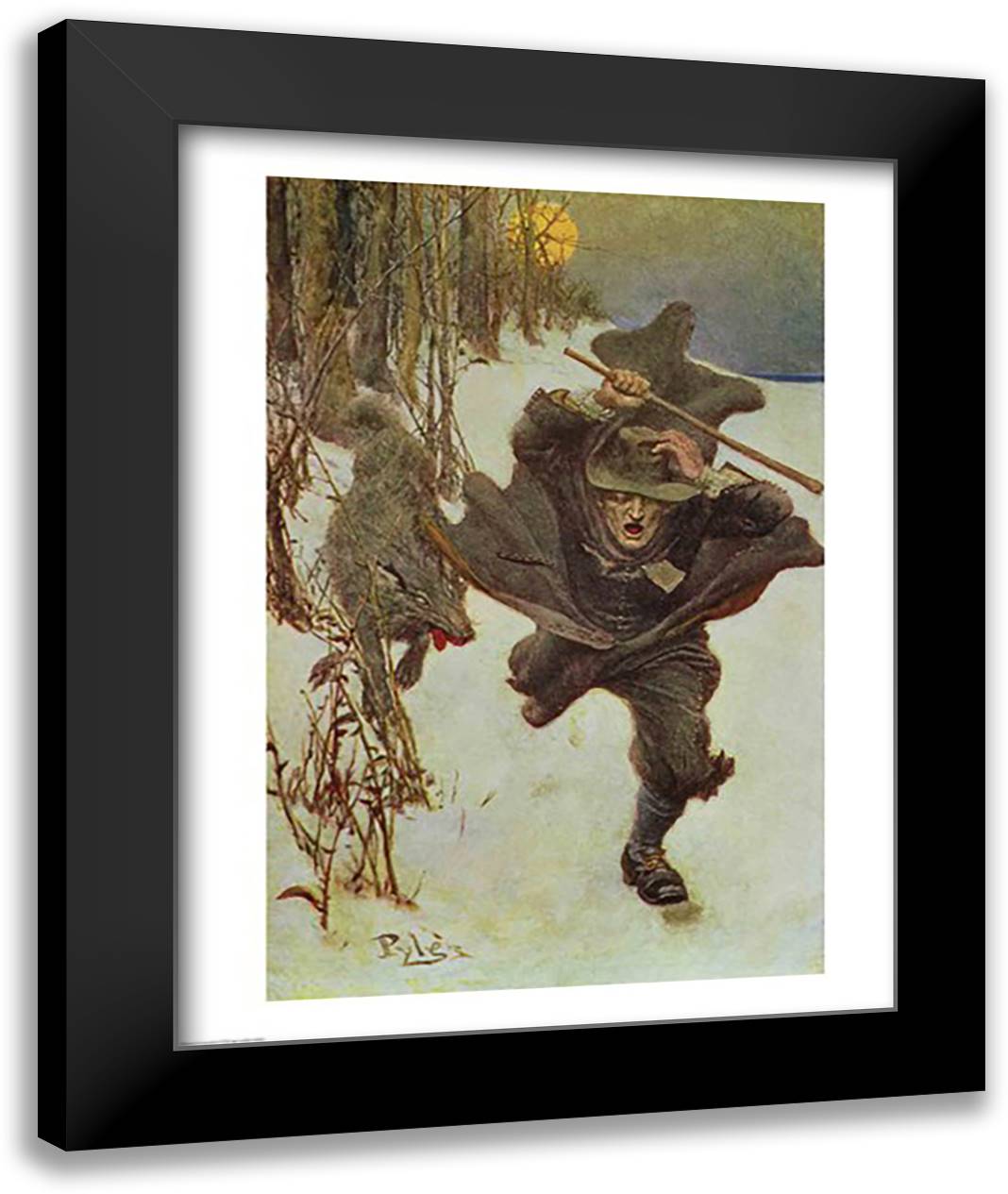 Once it Chased Doctor Wilkinson into the Very Town Itself 22x28 Black Modern Wood Framed Art Print Poster by Pyle, Howard