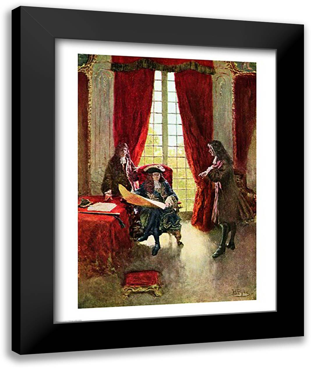La Salle Petitions the King for Permission to Explore the Mississippi 22x28 Black Modern Wood Framed Art Print Poster by Pyle, Howard