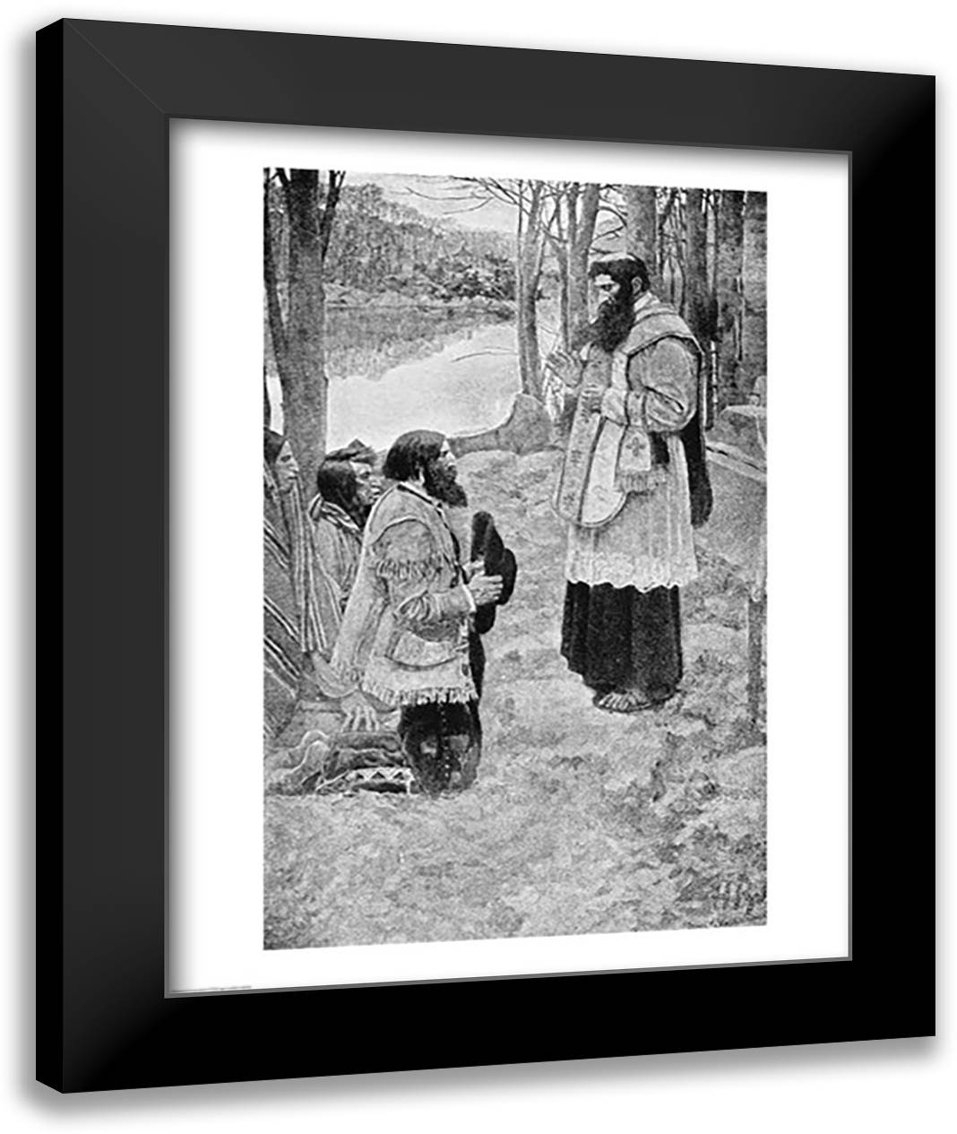 La Salle and the Discovery of the Great West' 22x28 Black Modern Wood Framed Art Print Poster by Pyle, Howard