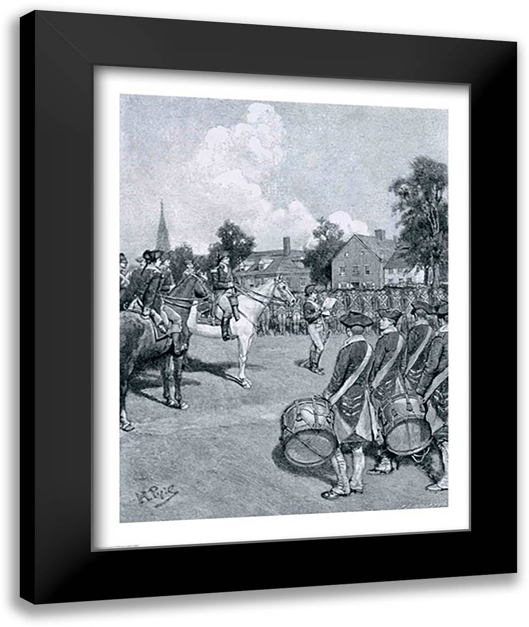 Reading the Declaration before Washington's Army 22x28 Black Modern Wood Framed Art Print Poster by Pyle, Howard