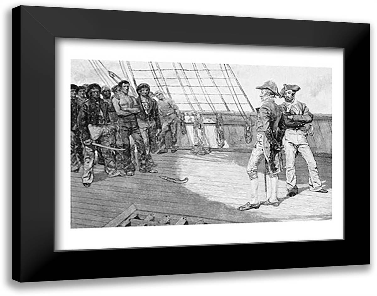 Impressment of American Seamen 28x22 Black Modern Wood Framed Art Print Poster by Pyle, Howard