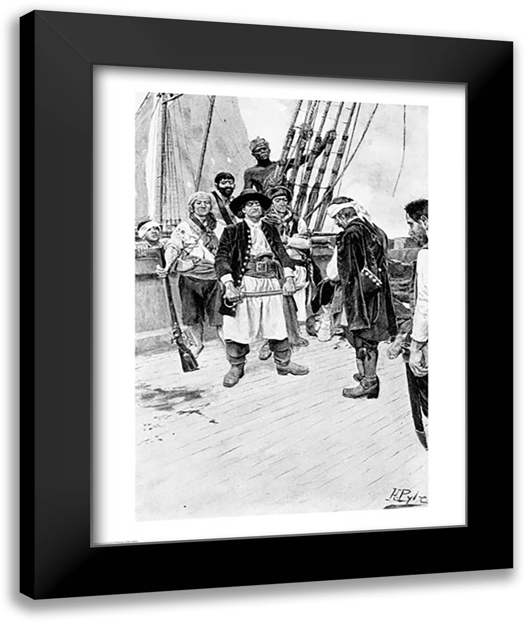 Captain Tongrelow Took the Biggest 22x28 Black Modern Wood Framed Art Print Poster by Pyle, Howard