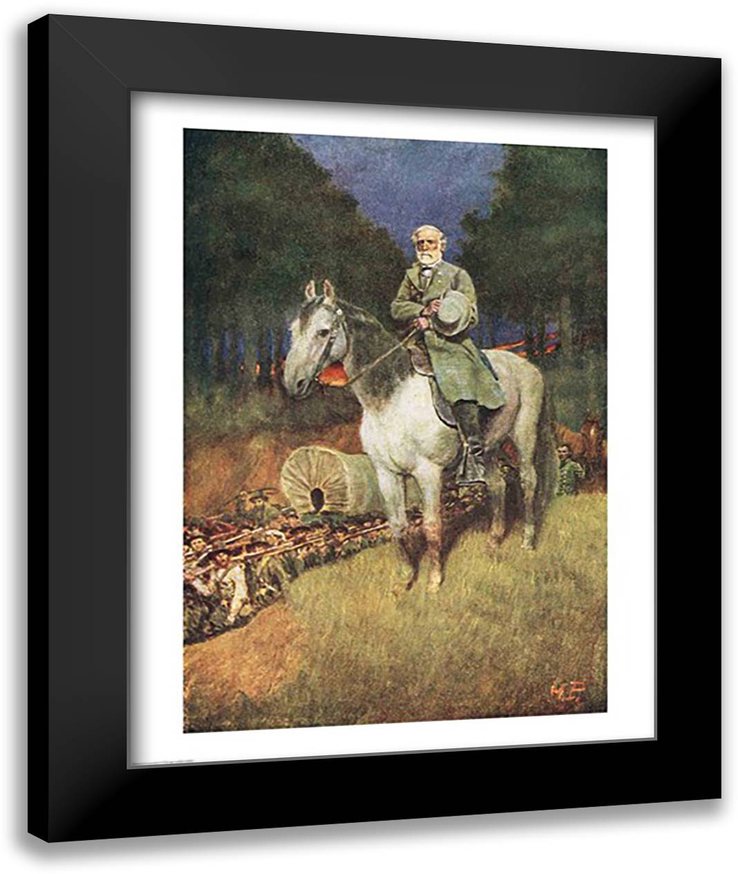 General Lee on his Famous Charger 22x28 Black Modern Wood Framed Art Print Poster by Pyle, Howard