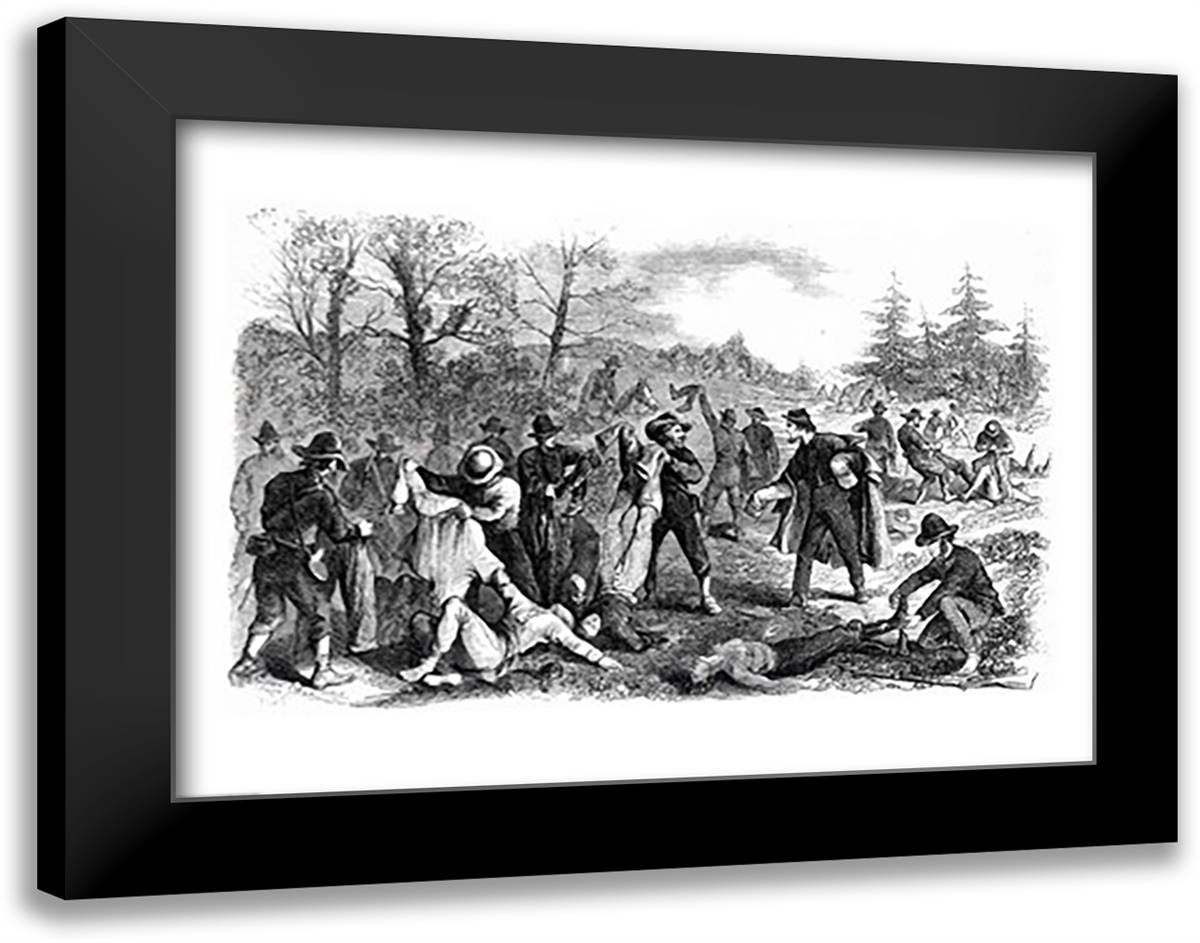 Scenes in the War: Rebel Soldiers after Battle 'Peeling' 28x22 Black Modern Wood Framed Art Print Poster