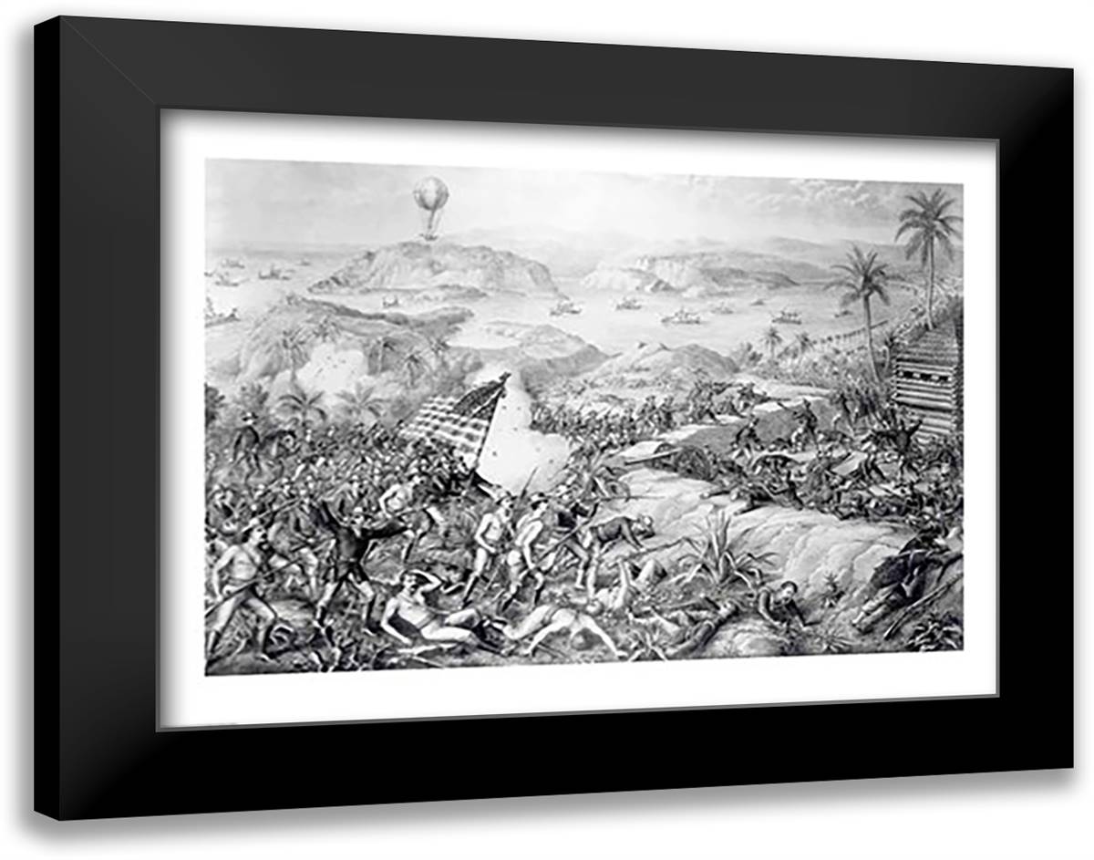 The Capture of El Caney 28x22 Black Modern Wood Framed Art Print Poster