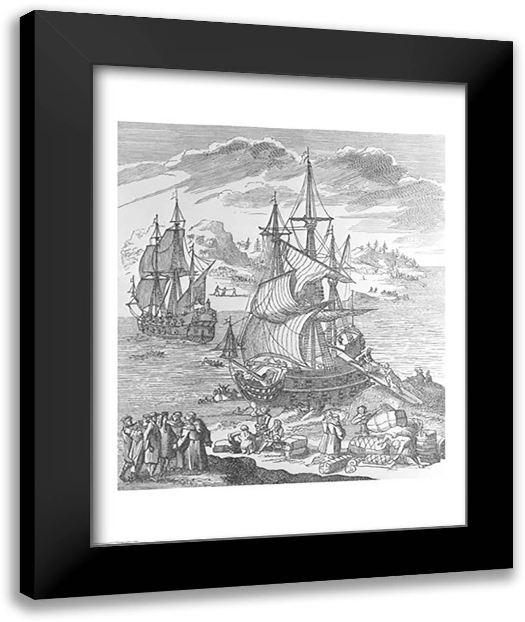 La Salle's Landing in Texas 22x28 Black Modern Wood Framed Art Print Poster