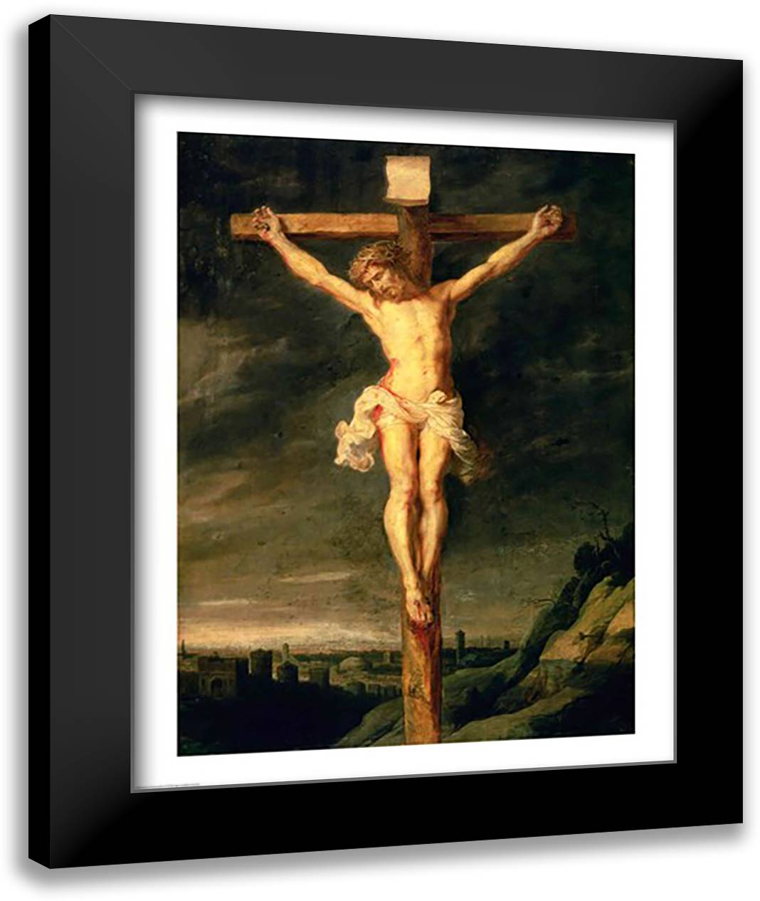 The Crucifixion 22x28 Black Modern Wood Framed Art Print Poster by Rubens, Peter Paul