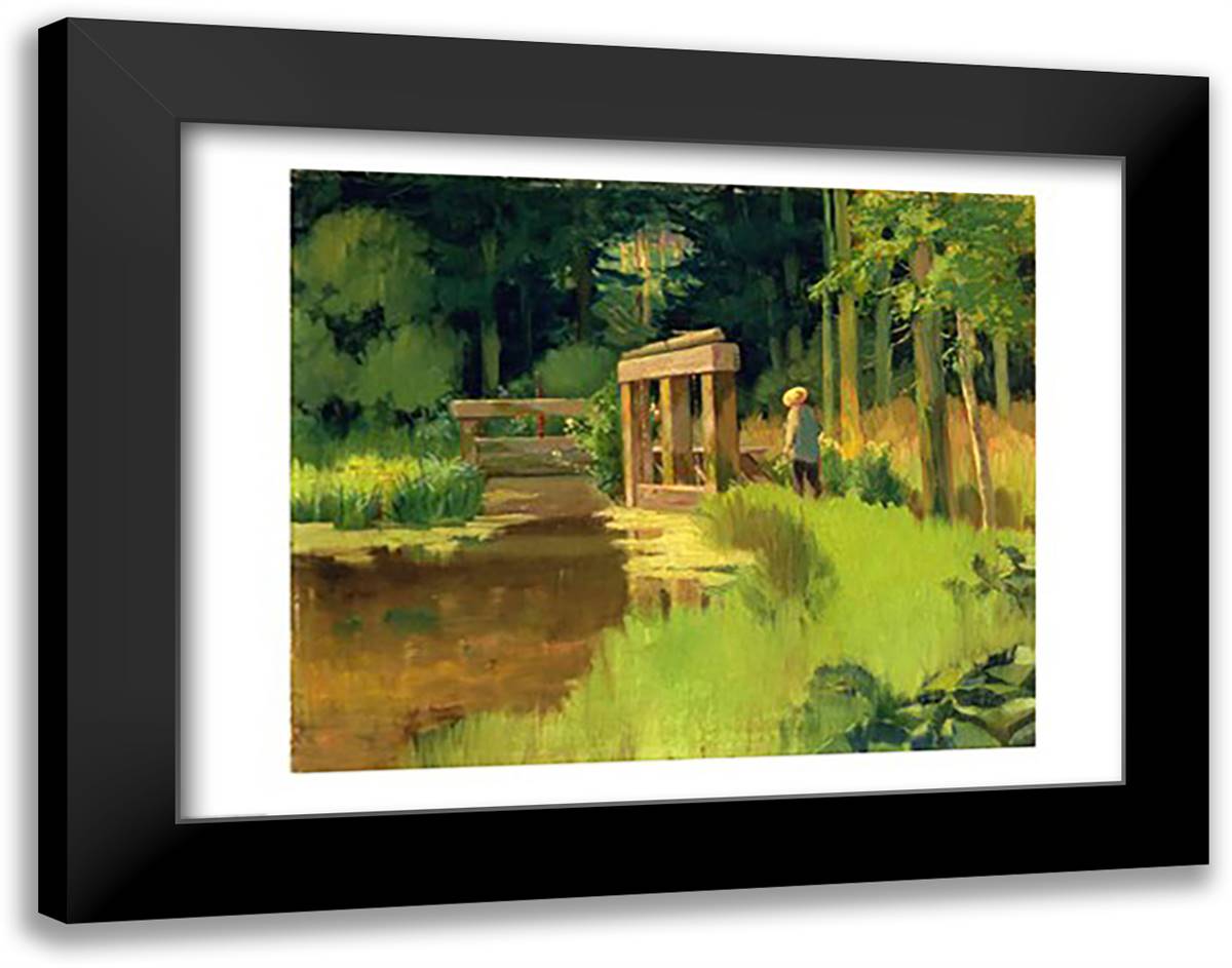In a Park 28x22 Black Modern Wood Framed Art Print Poster by Manet, Edouard