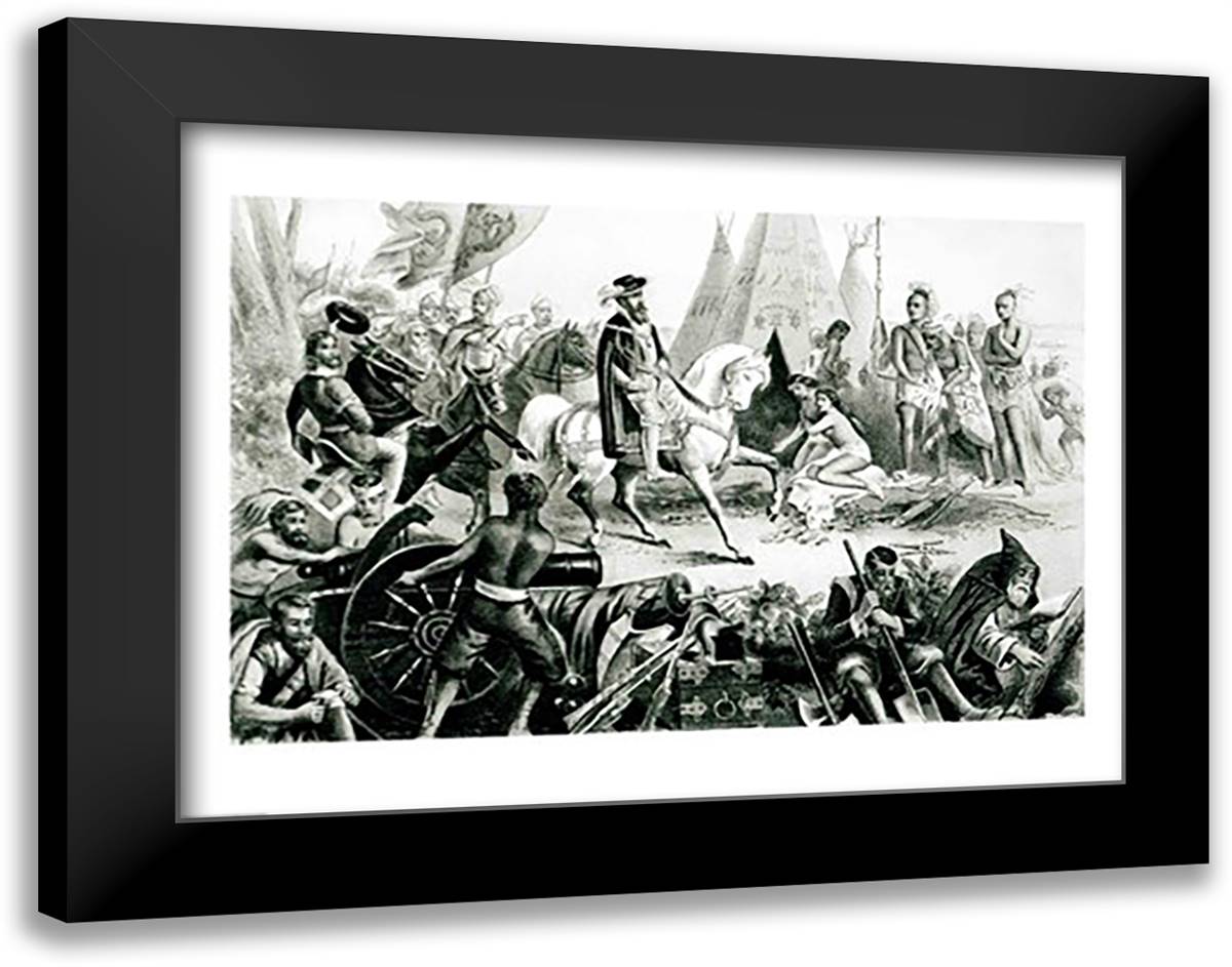 De Soto Discovering the Mississippi 28x22 Black Modern Wood Framed Art Print Poster