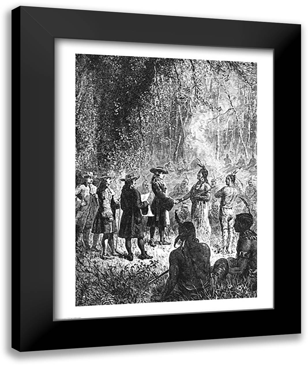 Moravian Missionaries Among the Indians 22x28 Black Modern Wood Framed Art Print Poster