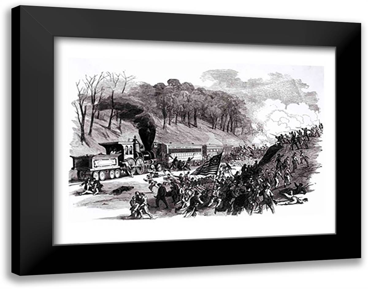 General Schenck with Four Companies of the First Ohio Regiment 28x22 Black Modern Wood Framed Art Print Poster