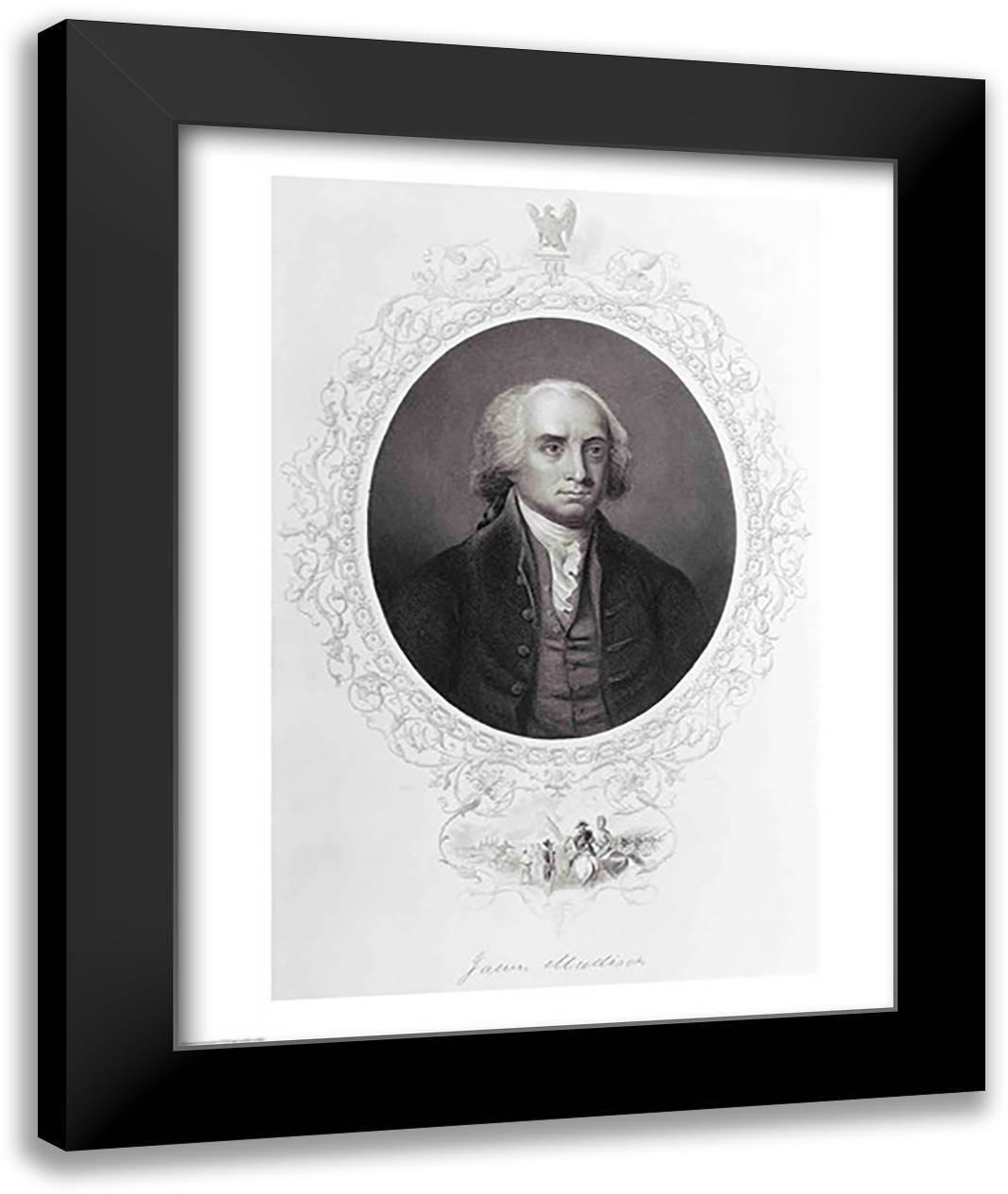 James Madison 22x28 Black Modern Wood Framed Art Print Poster