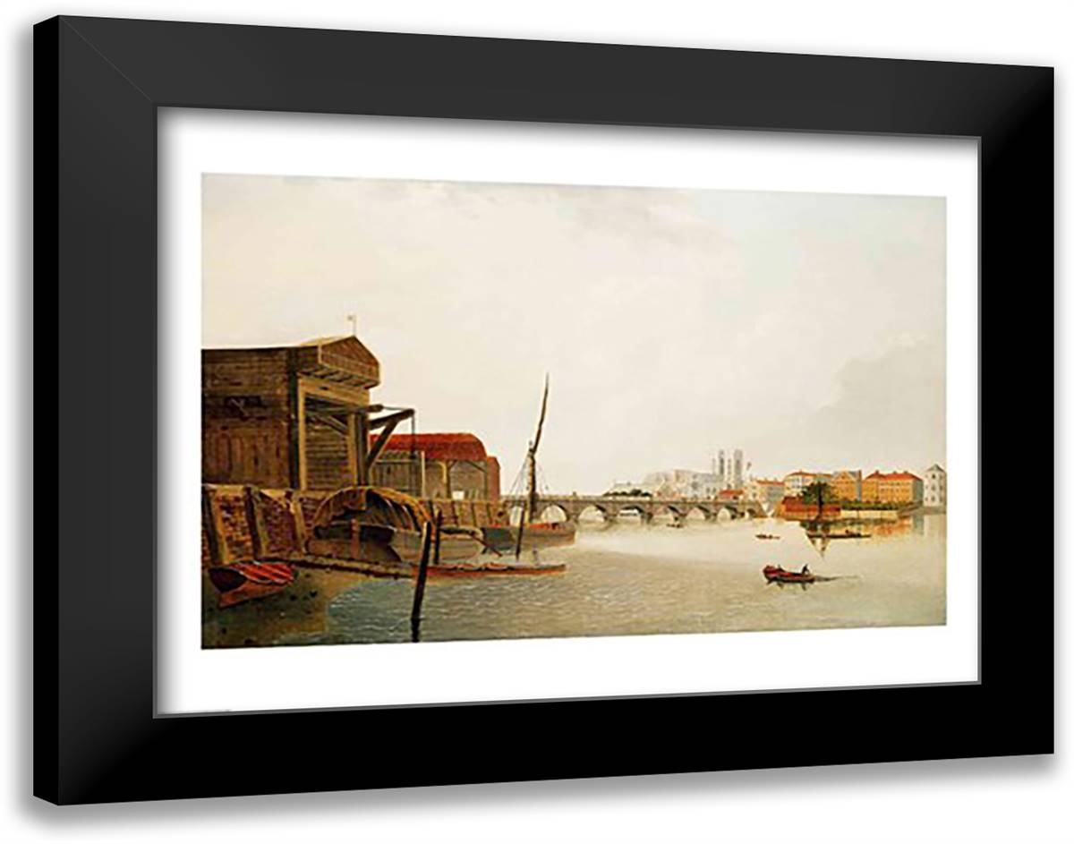 Westminster Bridge 28x22 Black Modern Wood Framed Art Print Poster by Turner, J.M.W.