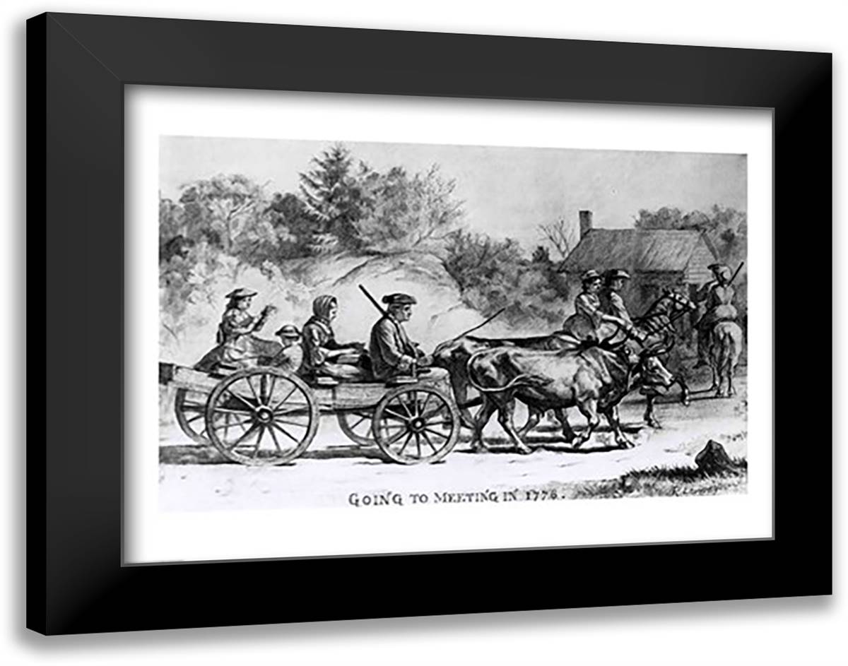 Going to Meeting in 1776 28x22 Black Modern Wood Framed Art Print Poster