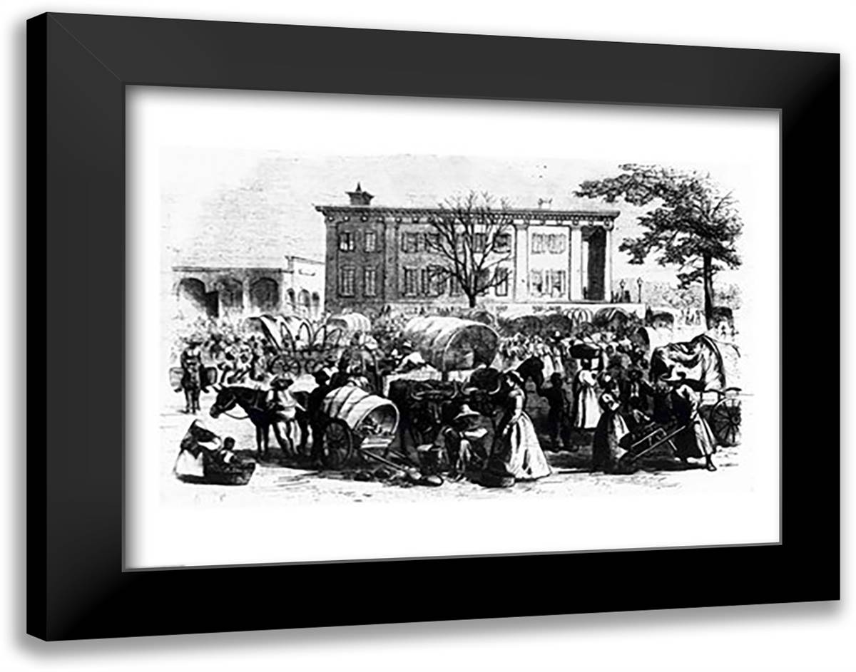 Market Scene in Macon, Georgia 28x22 Black Modern Wood Framed Art Print Poster by Waud, Alfred R.