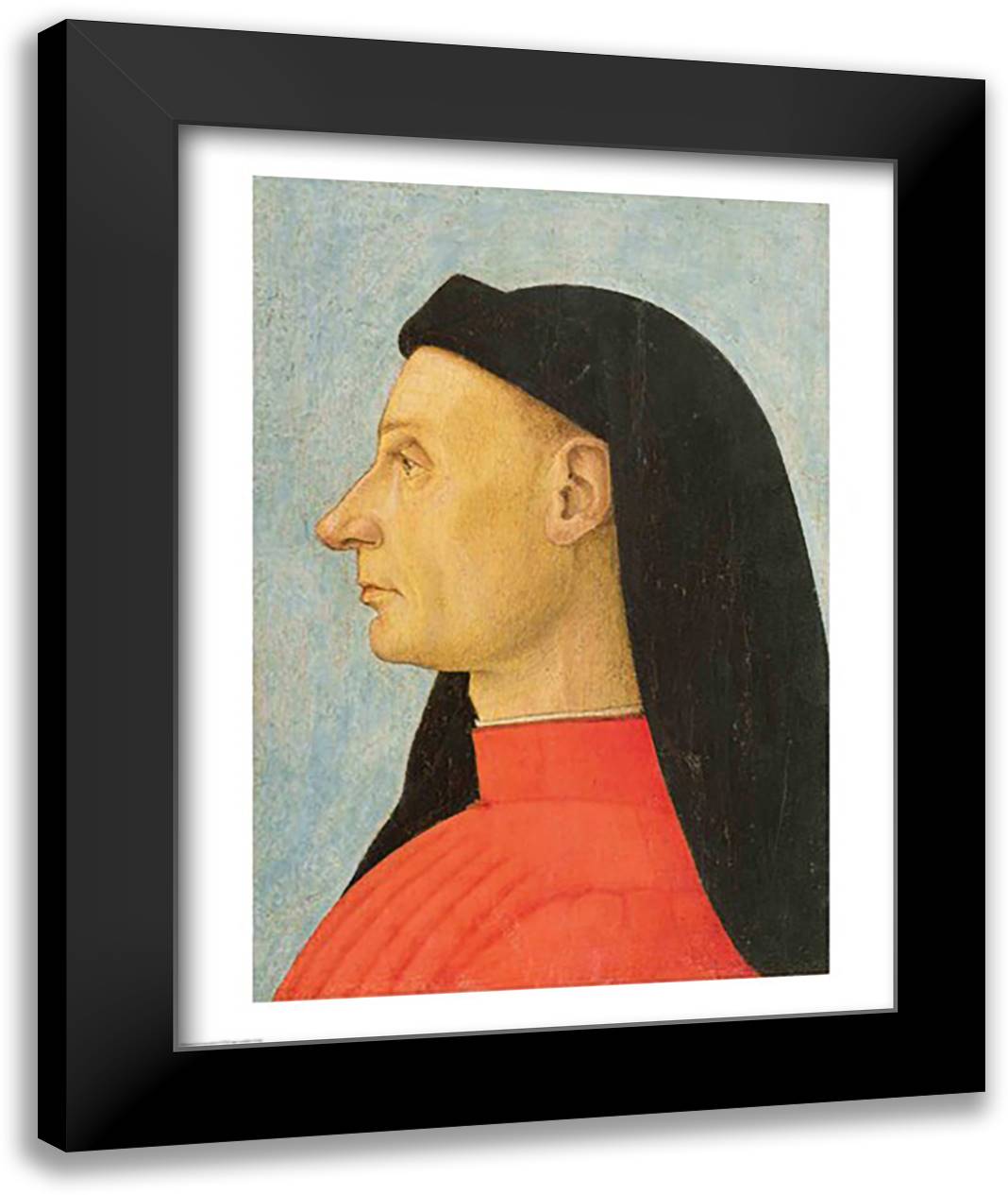 Portrait of a Young Man 22x28 Black Modern Wood Framed Art Print Poster by Bellini, Giovanni