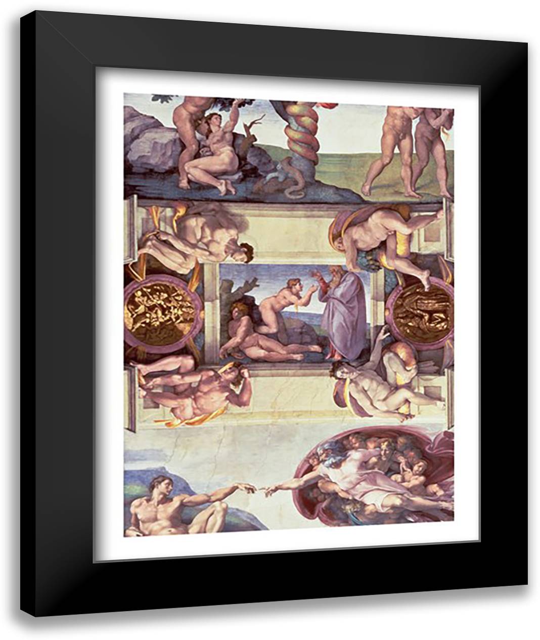 Sistine Chapel Ceiling (1508-12): The Creation of Eve, 1510 22x28 Black Modern Wood Framed Art Print Poster by Michelangelo