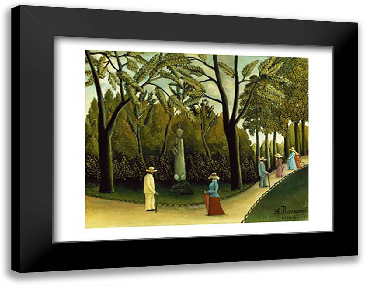 The Monument to Chopin in the Luxembourg Gardens, 1909 28x22 Black Modern Wood Framed Art Print Poster by Rousseau, Henri