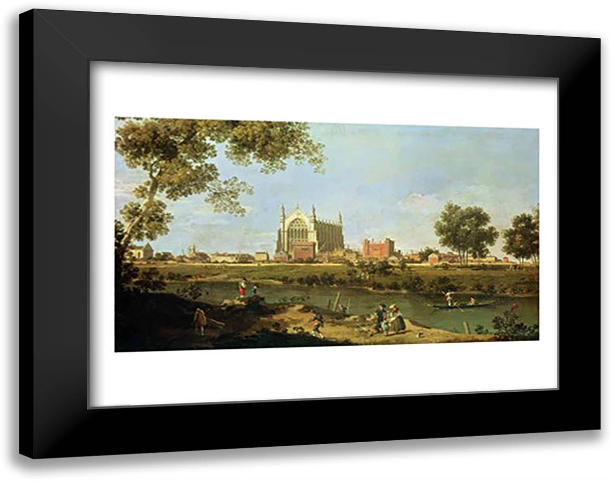 Eton College 28x22 Black Modern Wood Framed Art Print Poster by Canaletto, Giovanni Antonio