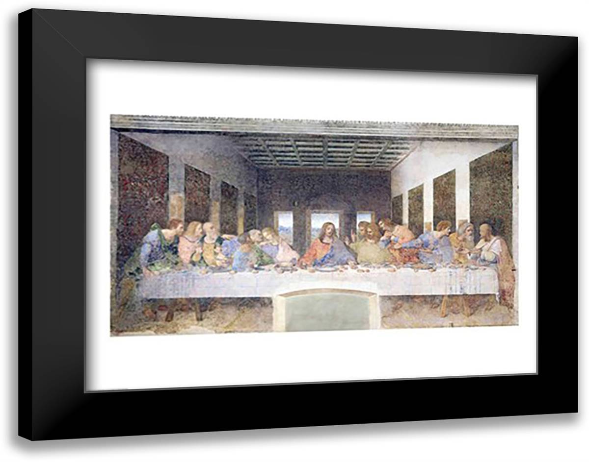 The Last Supper, 1495-97 (post restoration) 28x22 Black Modern Wood Framed Art Print Poster by da Vinci, Leonardo