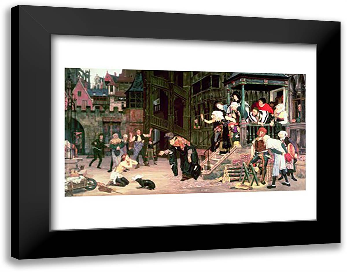 The Return of the Prodigal Son, 1862 28x22 Black Modern Wood Framed Art Print Poster by Tissot, James