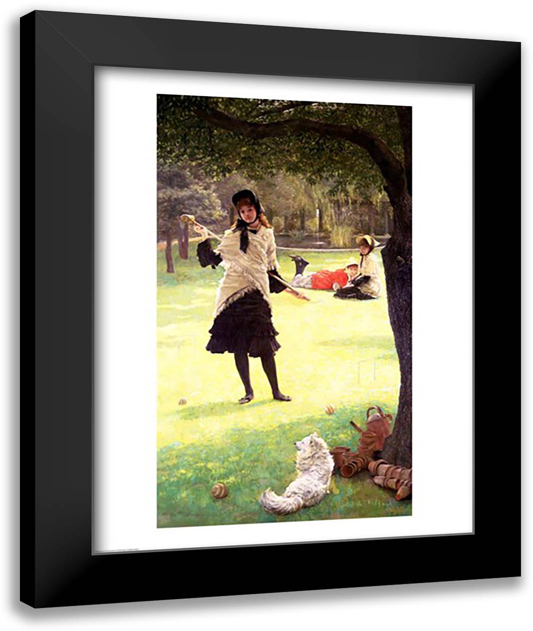 Croquet 22x28 Black Modern Wood Framed Art Print Poster by Tissot, James