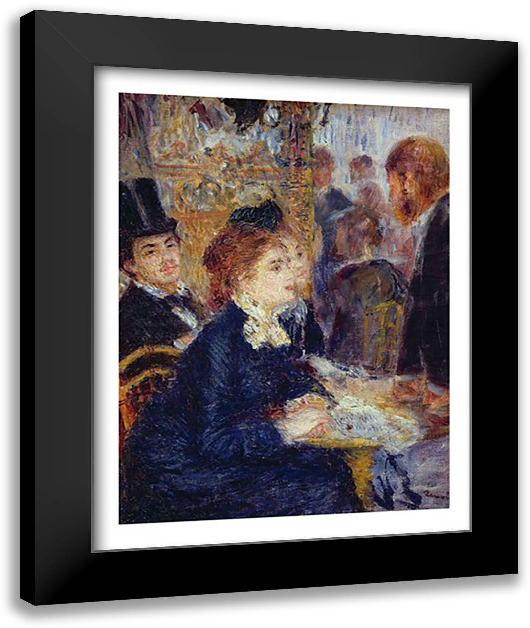 At the Cafe 22x28 Black Modern Wood Framed Art Print Poster by Renoir, Pierre-Auguste