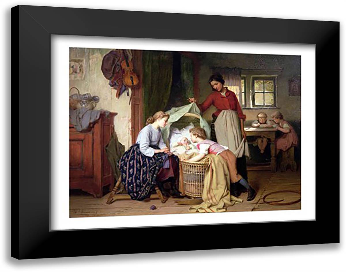 The Newborn Child 28x22 Black Modern Wood Framed Art Print Poster by Gerard, Theodore