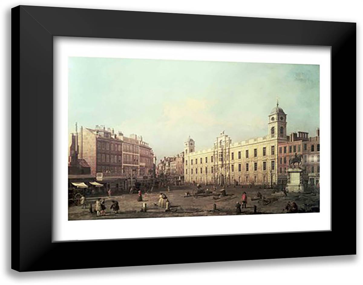 Northumberland House 28x22 Black Modern Wood Framed Art Print Poster by Canaletto, Giovanni Antonio