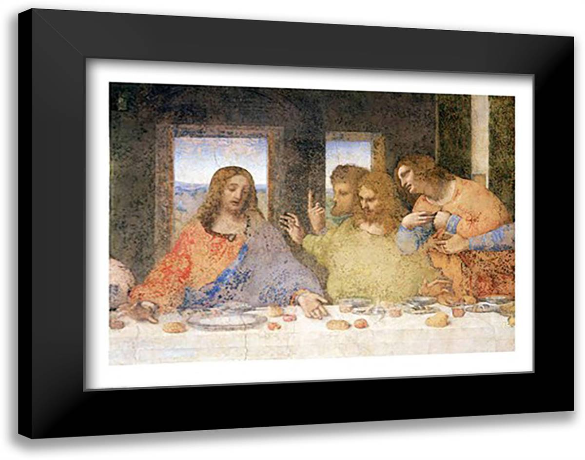 The Last Supper, (post restoration) 28x22 Black Modern Wood Framed Art Print Poster by da Vinci, Leonardo