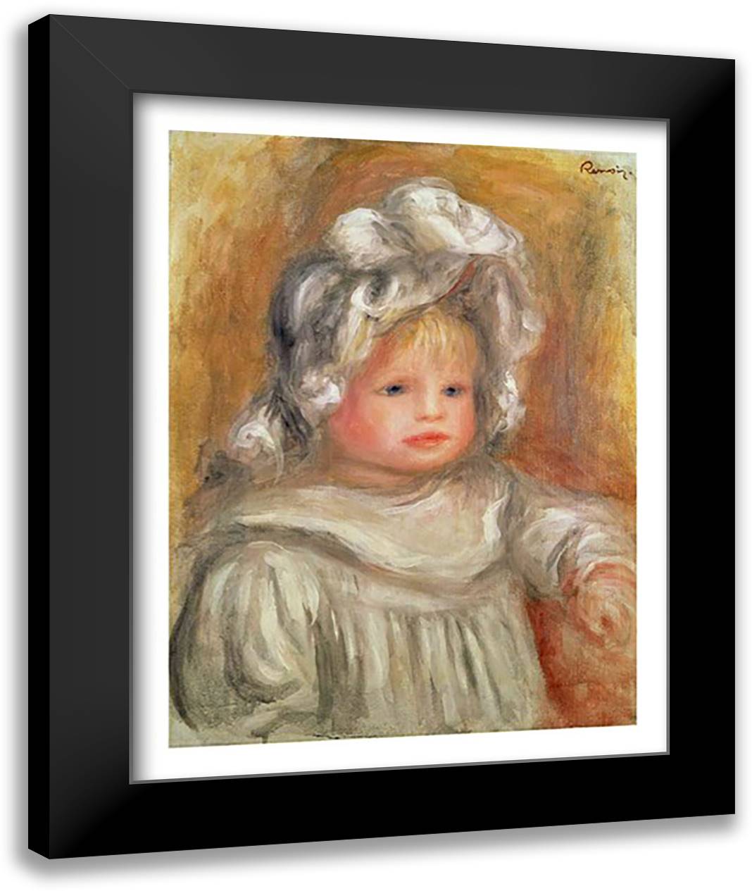 Portrait of a Child 22x28 Black Modern Wood Framed Art Print Poster by Renoir, Pierre-Auguste