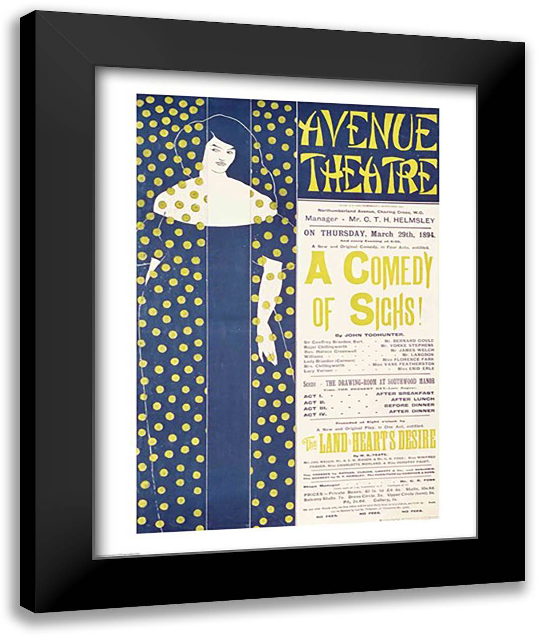 Poster advertising 'A Comedy of Sighs' 22x28 Black Modern Wood Framed Art Print Poster by Beardsley, Aubrey