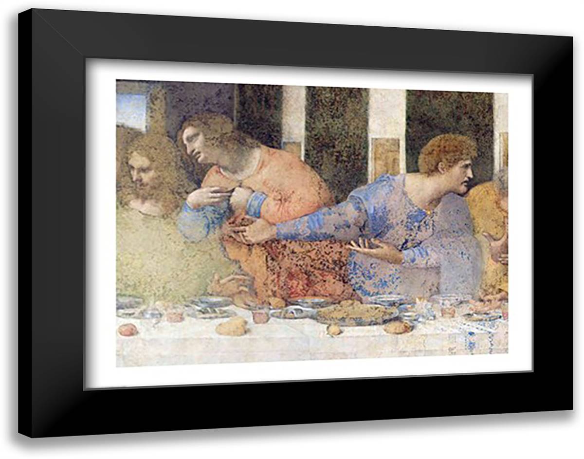 The Last Supper, Detail 28x22 Black Modern Wood Framed Art Print Poster by da Vinci, Leonardo