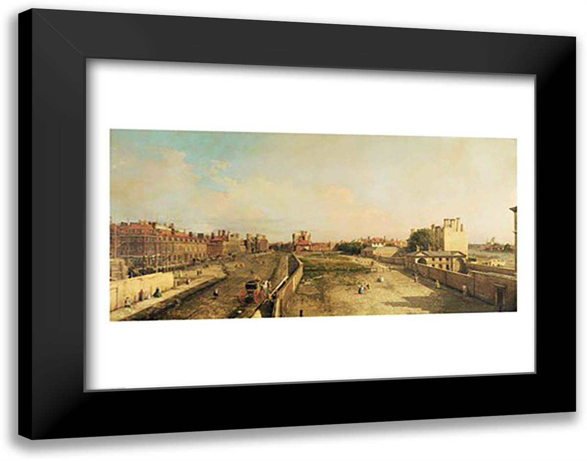 Whitehall 28x22 Black Modern Wood Framed Art Print Poster by Canaletto, Giovanni Antonio