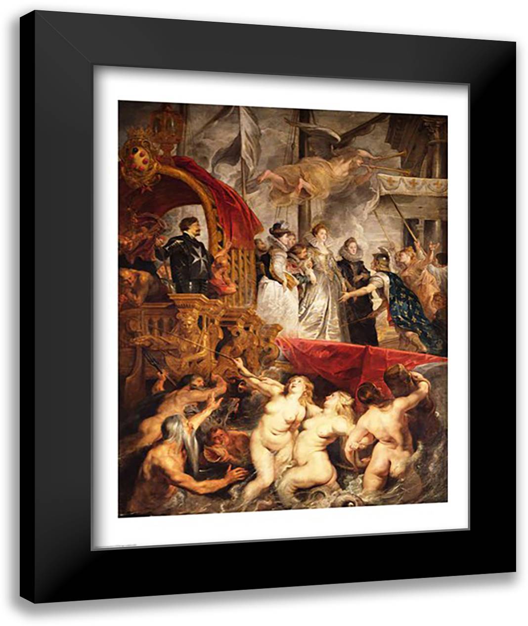 The Arrival of Marie de Medici in Marseilles, 3rd November 1600 22x28 Black Modern Wood Framed Art Print Poster by Rubens, Peter Paul