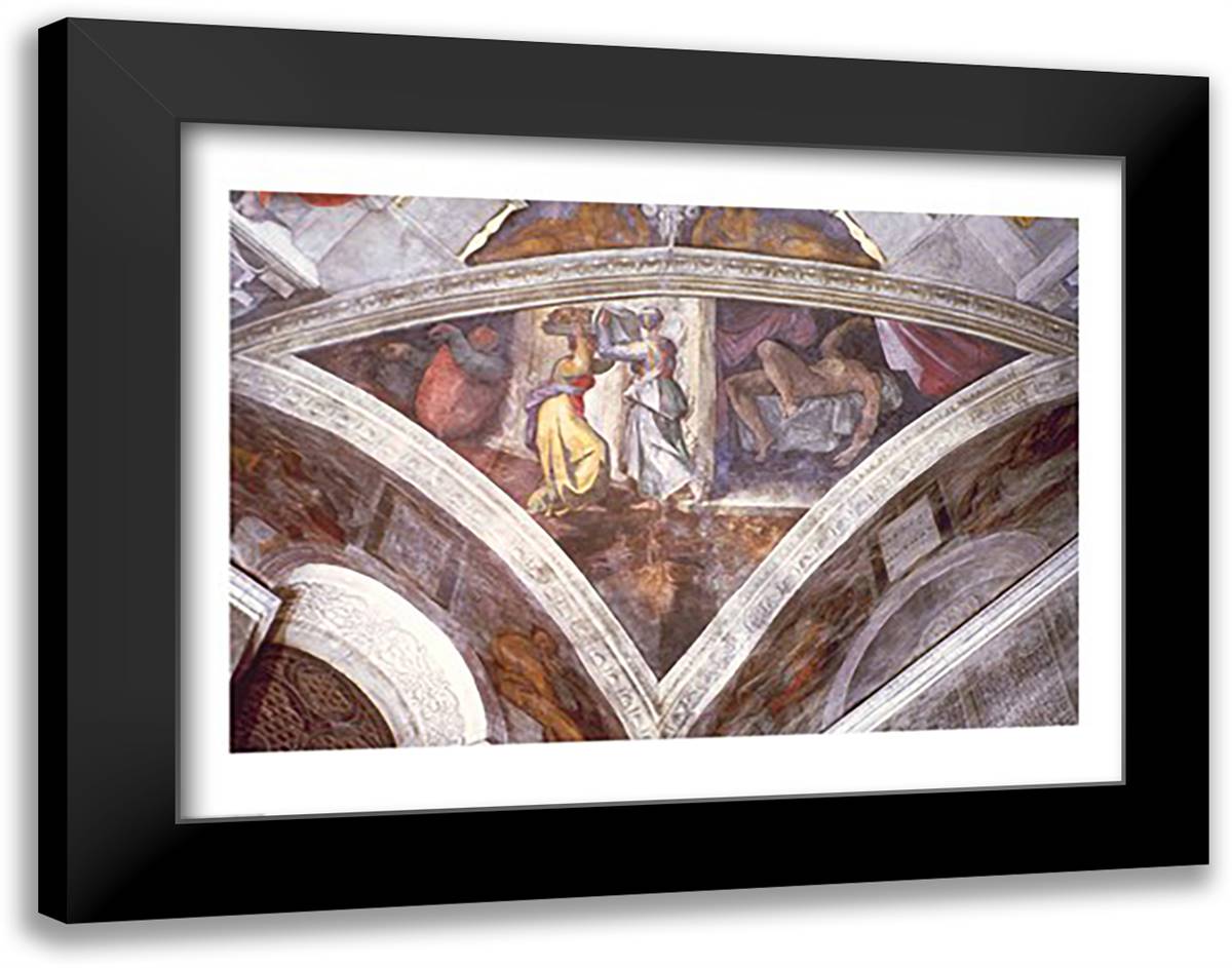 Sistine Chapel Ceiling: Judith Carrying the Head of Holofernes 28x22 Black Modern Wood Framed Art Print Poster by Michelangelo