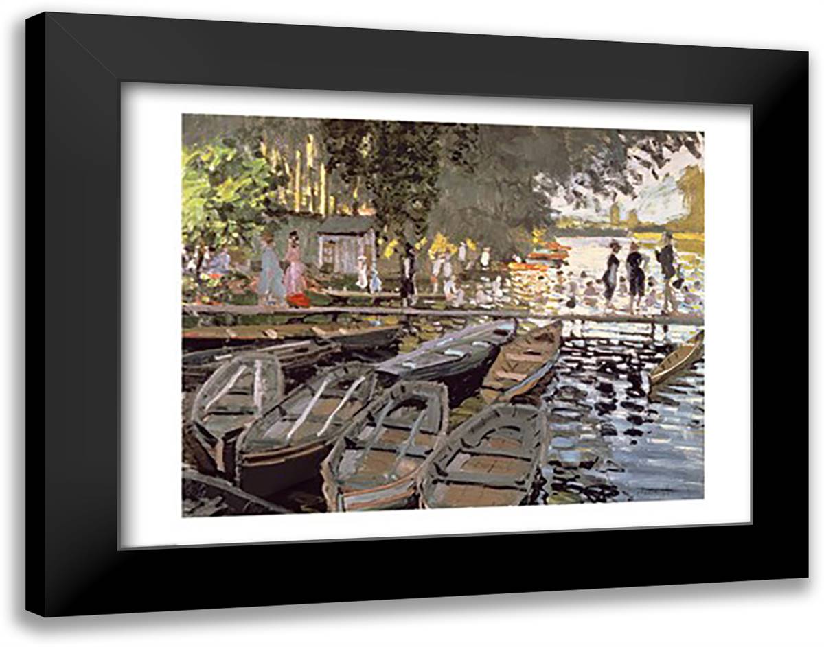 Bathers at La Grenouillere, 1869 28x22 Black Modern Wood Framed Art Print Poster by Monet, Claude